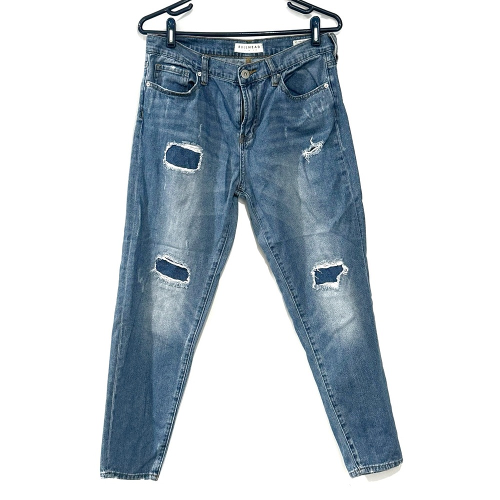 Bullhead Boyfriend Jeans Womens Size 9 Blue Distressed Ankle Mid Rise Jrs Pants